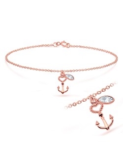 Heart Anchor Shaped with CZ Anklet ANK-199-RO-GP